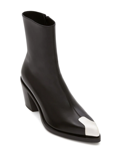 Alexander Mcqueen Boxcar Calfskin Cap-toe Ankle Booties In Black