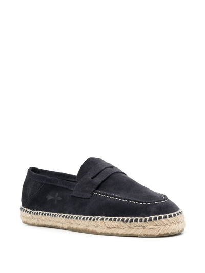 Shop Manebi Decorative-stitch Suede Espadrilles In Blue