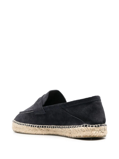 Shop Manebi Decorative-stitch Suede Espadrilles In Blue