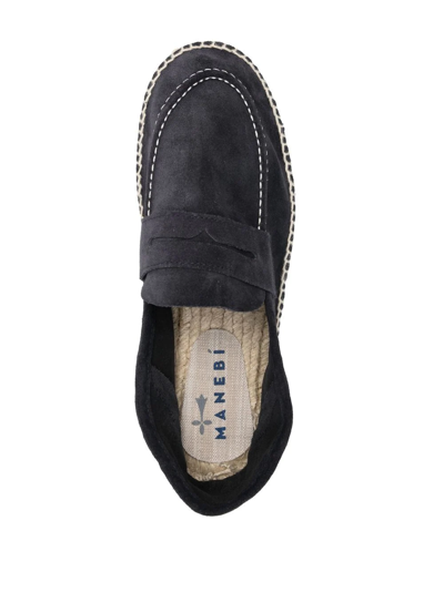 Shop Manebi Decorative-stitch Suede Espadrilles In Blue