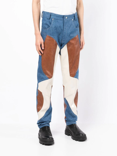 Shop Gmbh Patchwork Straight-leg Jeans In Blue