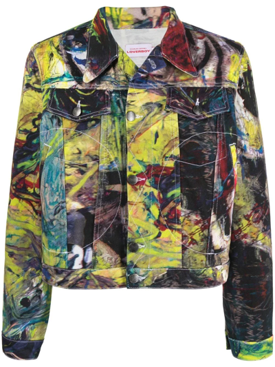 Shop Charles Jeffrey Loverboy Graphic-print Biker Jacket In Yellow