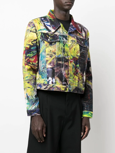 Shop Charles Jeffrey Loverboy Graphic-print Biker Jacket In Yellow