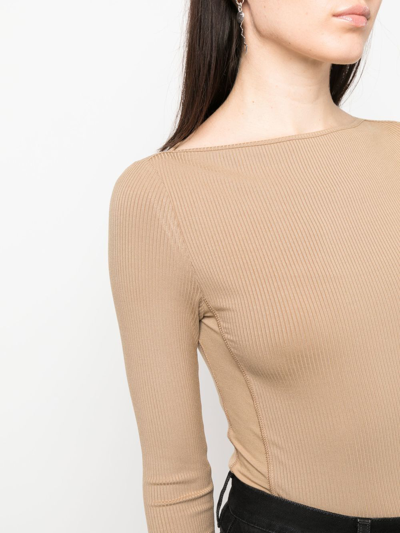 Shop Calvin Klein Long-sleeve Knit Top In Neutrals