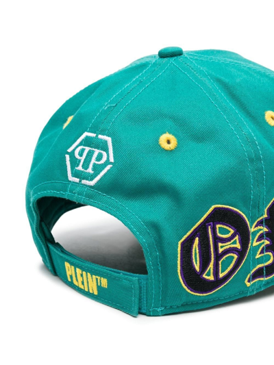 Philipp Plein Gothic Logo-print Distressed Cap In Blue
