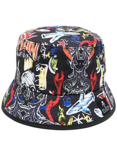 Shop Philipp Plein Graphic-print Bucket Hat In Black
