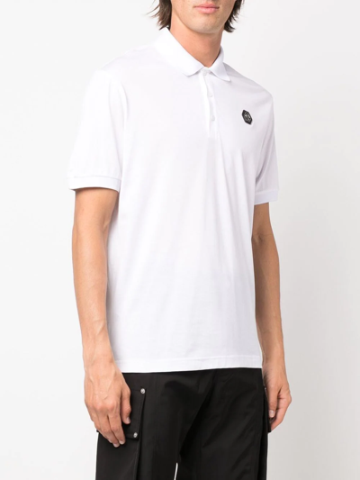 Shop Philipp Plein Logo-plaque Polo Shirt In White