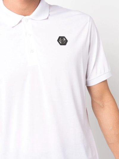 Shop Philipp Plein Logo-plaque Polo Shirt In White