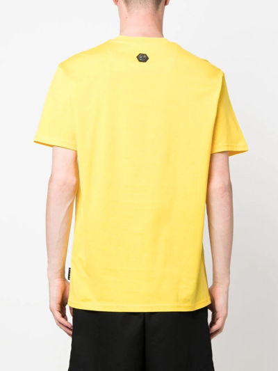 Philipp Plein T-shirt Round Neck Ss With Crystals In Yellow