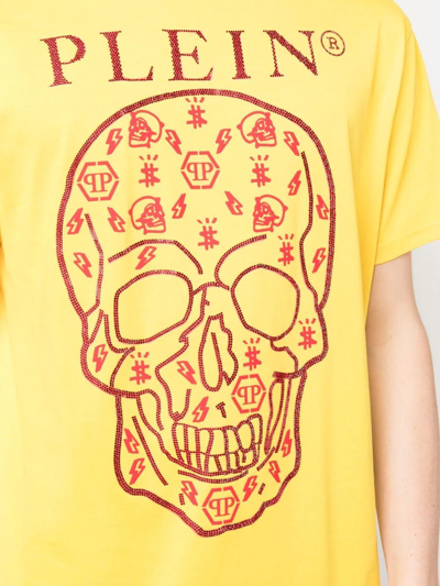 Philipp Plein T-shirt Round Neck Ss With Crystals In Yellow