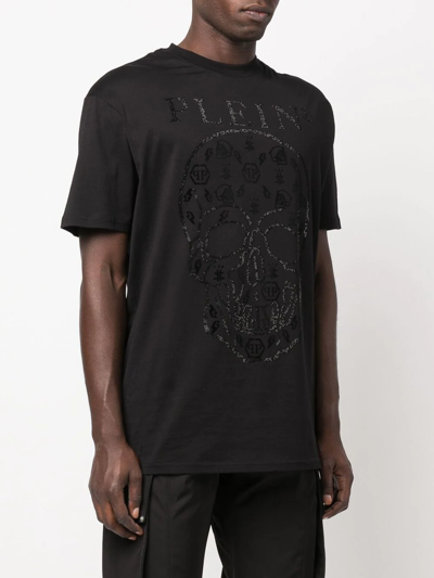 Shop Philipp Plein Embellished Logo-print Detail T-shirt In Black