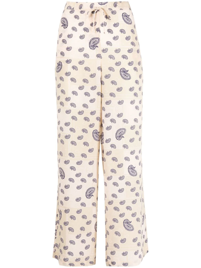 Shop Etre Cecile Paisley-print Silk Trousers In Neutrals