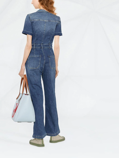 Shop Paige Carly Tied-waist Denim Jumpsuit In Blue