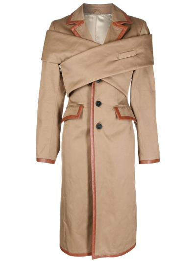 Shop Gmbh Single-breasted Cotton Coat In Brown