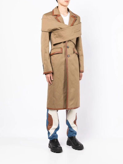 Shop Gmbh Single-breasted Cotton Coat In Brown