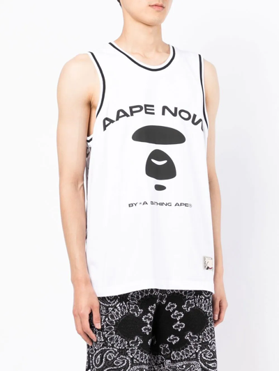Shop Aape By A Bathing Ape Logo-print Detail Tank Top In White
