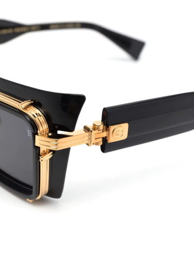 Shop Balmain Eyewear Admirable Rectangle-frame Sunglasses In Black
