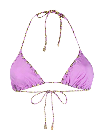 Shop Tory Burch Monogram-print Bikini Top In Purple