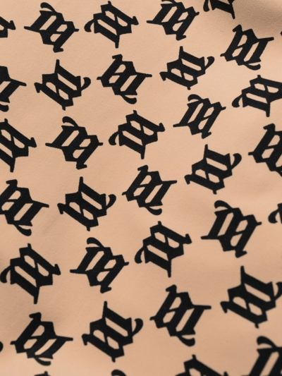 Misbhv Criss-cross Monogram-print Swimsuit In Neutrals
