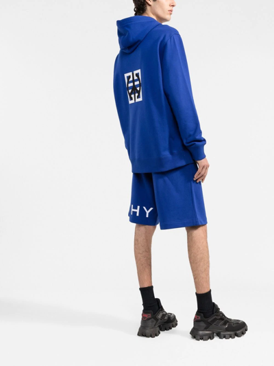 Shop Givenchy Logo-print Knee-length Track Shorts In Blue