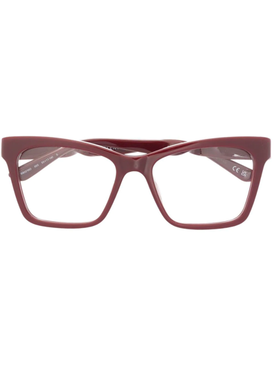 Shop Balenciaga Logo Square-frame Glasses In Red