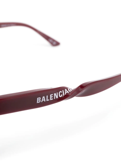 Shop Balenciaga Logo Square-frame Glasses In Red