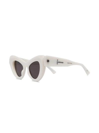 Shop Balenciaga Cat-eye Logo-print Sunglasses In White