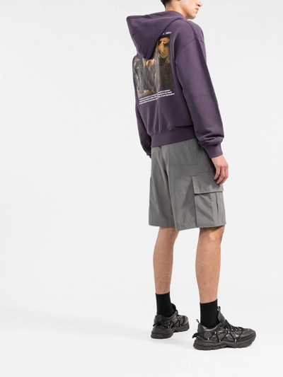 Shop Off-white Graphic Print Cotton Hoodie In Purple