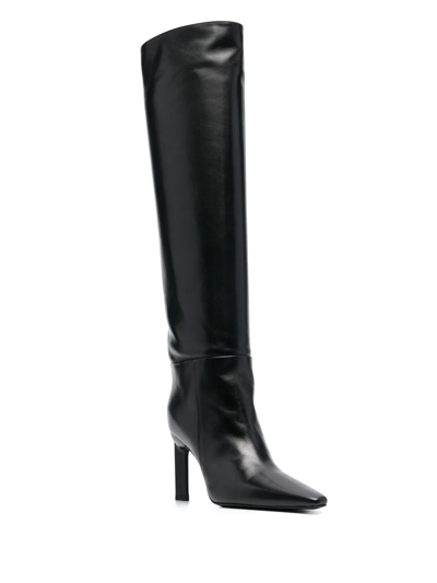 Shop Attico Leather Knee-length Boots In Black