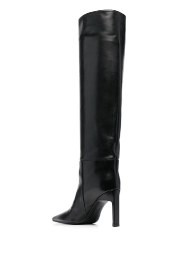 Shop Attico Leather Knee-length Boots In Black