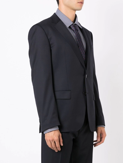 Hugo Boss Boss Notched Lapel Padded Shoulder Jacket With Eyelet Design In Blue