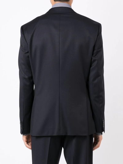 Hugo Boss Boss Notched Lapel Padded Shoulder Jacket With Eyelet Design In Blue