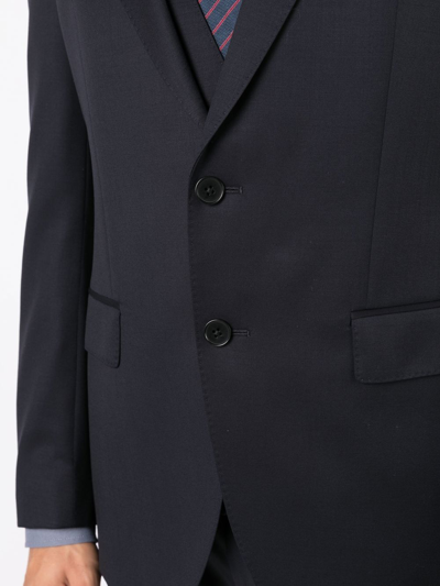 Hugo Boss Boss Notched Lapel Padded Shoulder Jacket With Eyelet Design In Blue