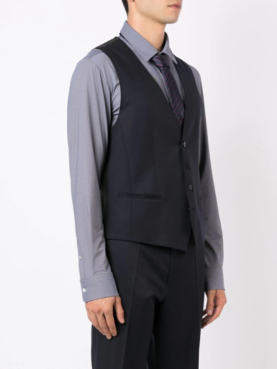 Shop Hugo Boss Button-down Tailored Waistcoat In Black