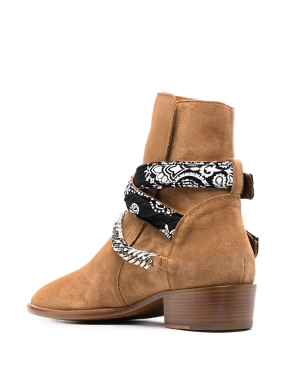 Shop Amiri Buckle-embellished Ankle Boots In Neutrals
