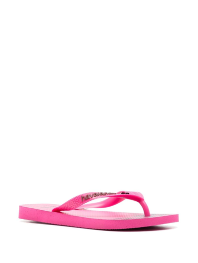 Shop Rotate Birger Christensen Logo-print Flat Flip-flops In Pink