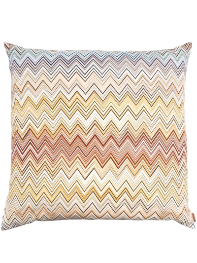 Shop Missoni Chevron-print Square Cushion In Neutrals