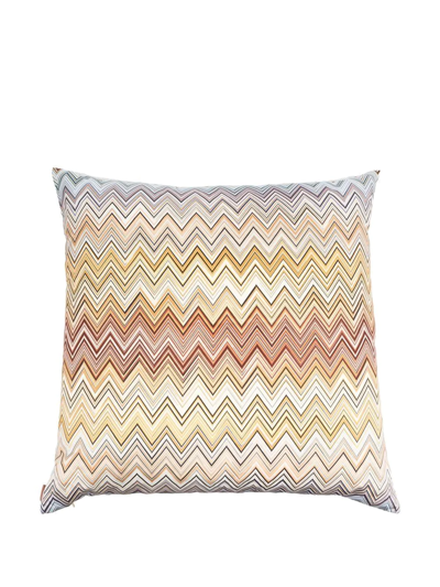 Shop Missoni Chevron-print Square Cushion In Neutrals