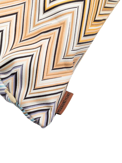 Shop Missoni Chevron-print Square Cushion In Neutrals