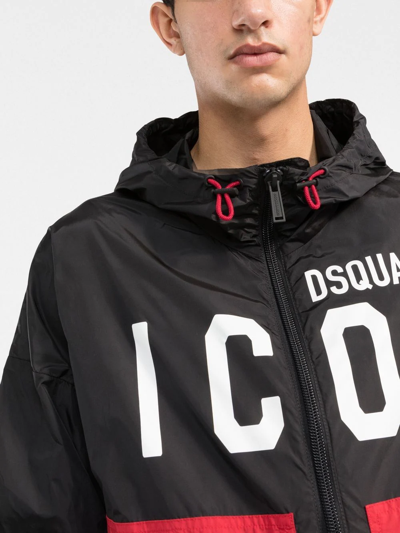Shop Dsquared2 Icon Colour-block Logo-print Jacket In Black