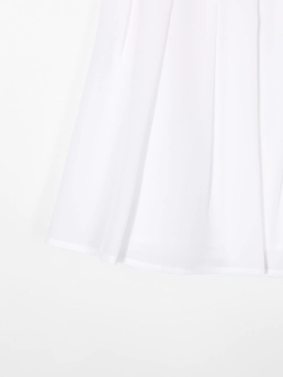 Shop Balmain Logo-plaque Pleated Silk Skirt In Neutrals