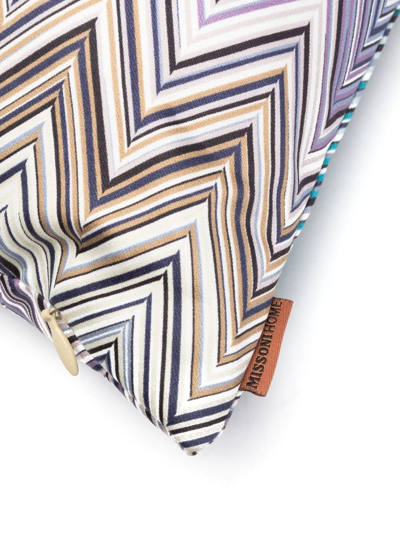 Shop Missoni Chevron-print Square Cushion In White