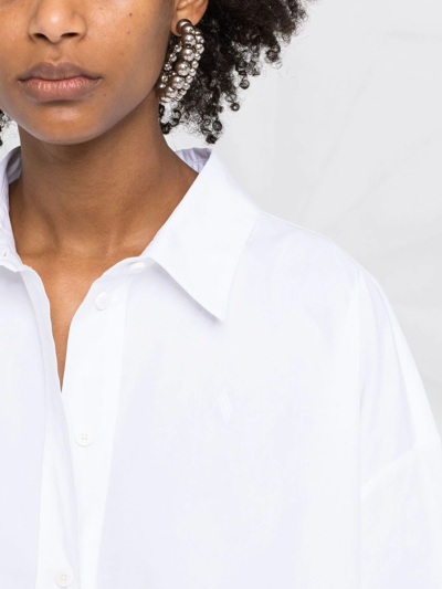 Attico Diana Oversize Split Hem Cotton Button-up Shirt In White