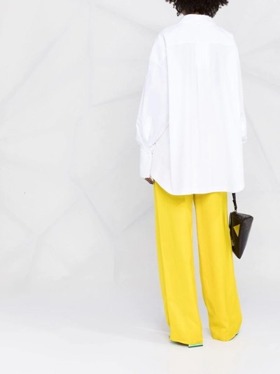 Attico Diana Oversize Split Hem Cotton Button-up Shirt In White