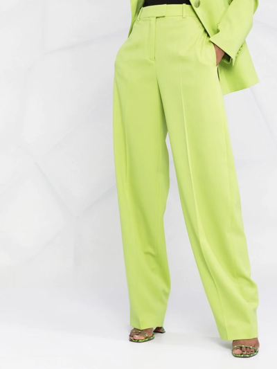Shop Attico Wide-leg Tailored Trousers In Green