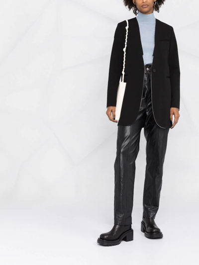 Shop Mm6 Maison Margiela Raw-edge Single-breasted Blazer In Black