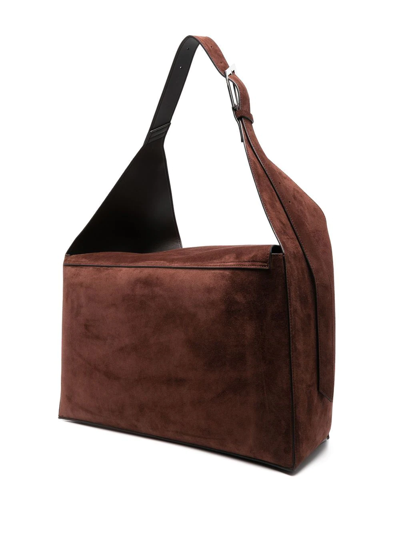 Shop Attico Suede Shoulder Bag In Brown
