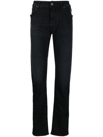 Shop Jacob Cohen Logo-patch Straight-leg Jeans In Black