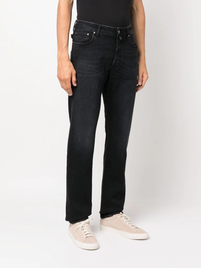 Shop Jacob Cohen Logo-patch Straight-leg Jeans In Black