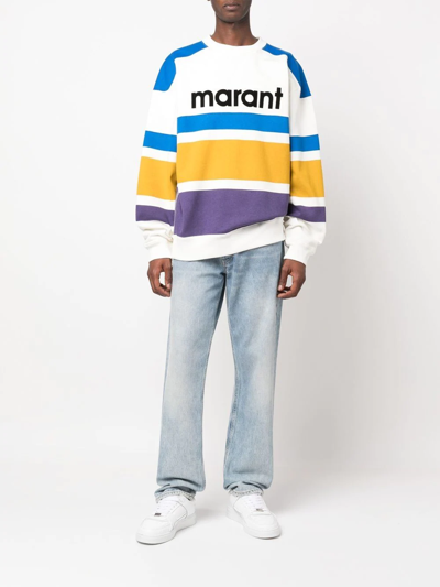 Shop Isabel Marant Logo-print Striped Sweatshirt In Neutrals